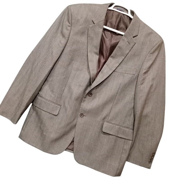 Saddlebred Other - Saddlebred Mens Brown Herringbone Two Button Blazer Sport Coat 46R